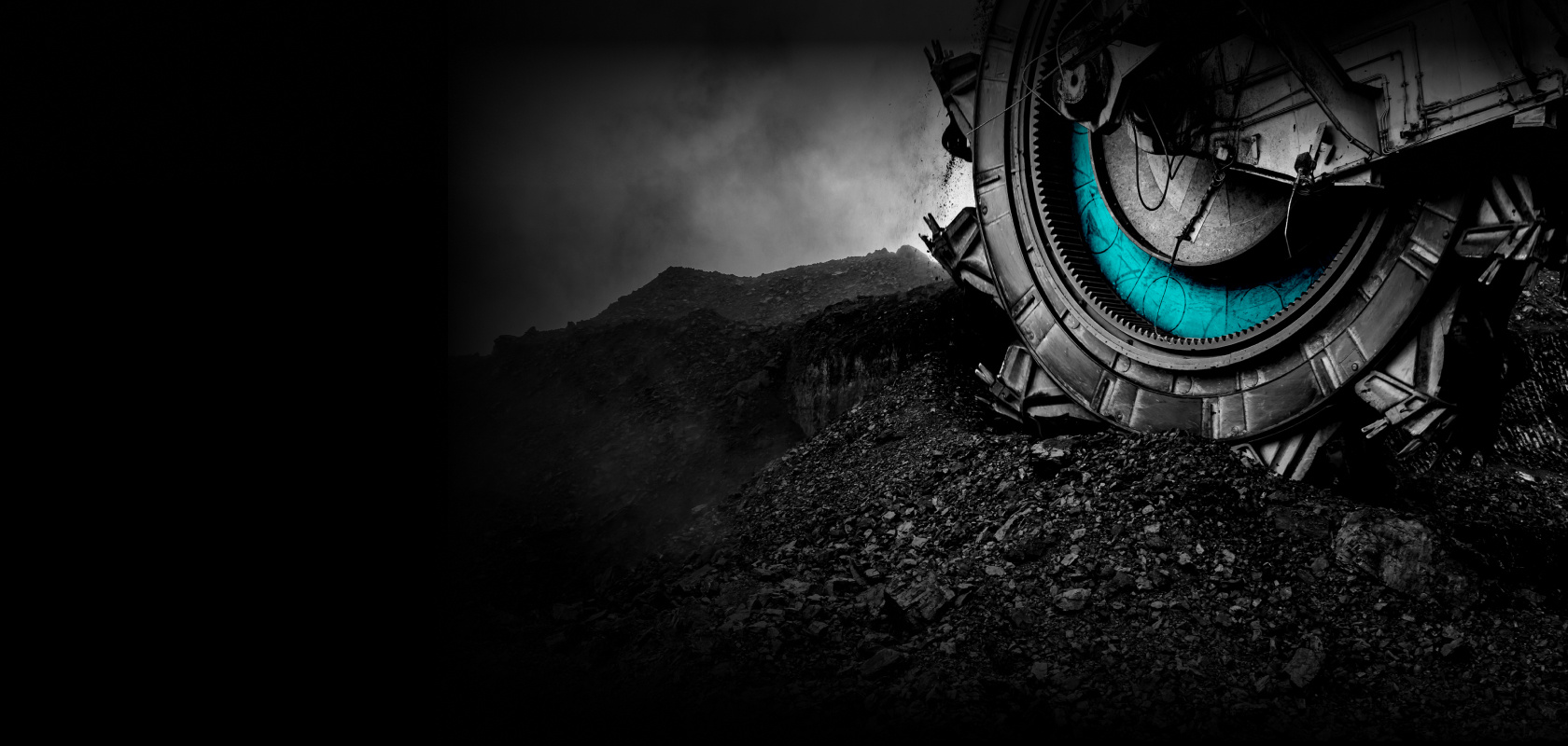Industrial tire in a rocky landscape