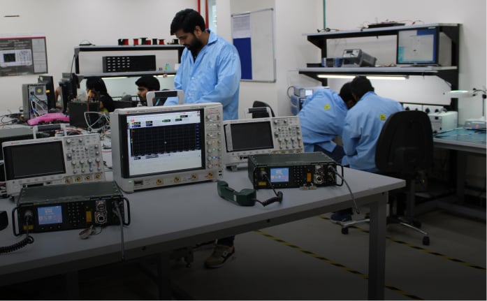 Depicts lab activities for radio frequency and communication technologies.
