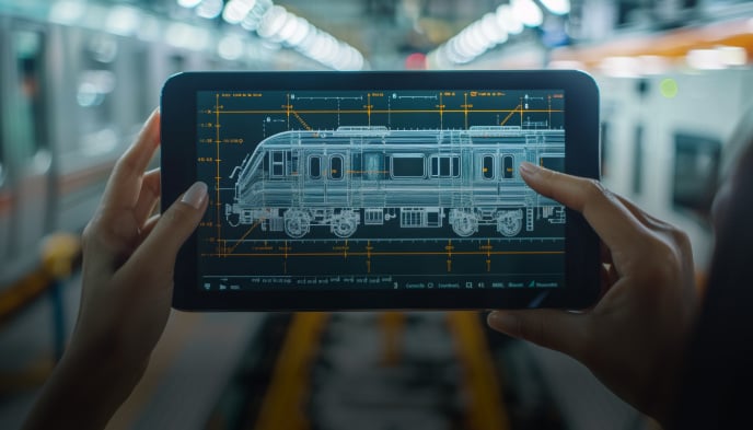 Engineer using smart technology 