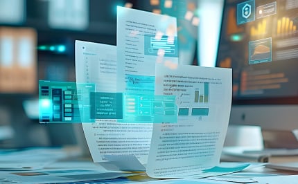 A digital document with highlighted key-value data pairs, showcasing OCR-powered hyperautomation.