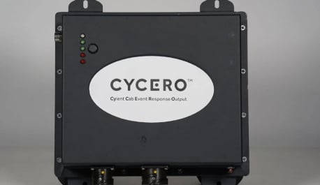 Close-up of CyCERO device, designed for cab event response and operational reliability.