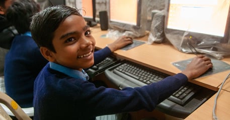 Student using a computer 