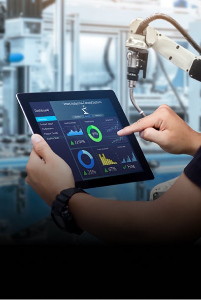 Industry expert using a digital dashboard