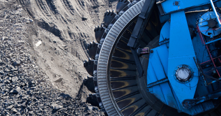 Close-up view of mining equipment with a focus on robust engineering solutions.